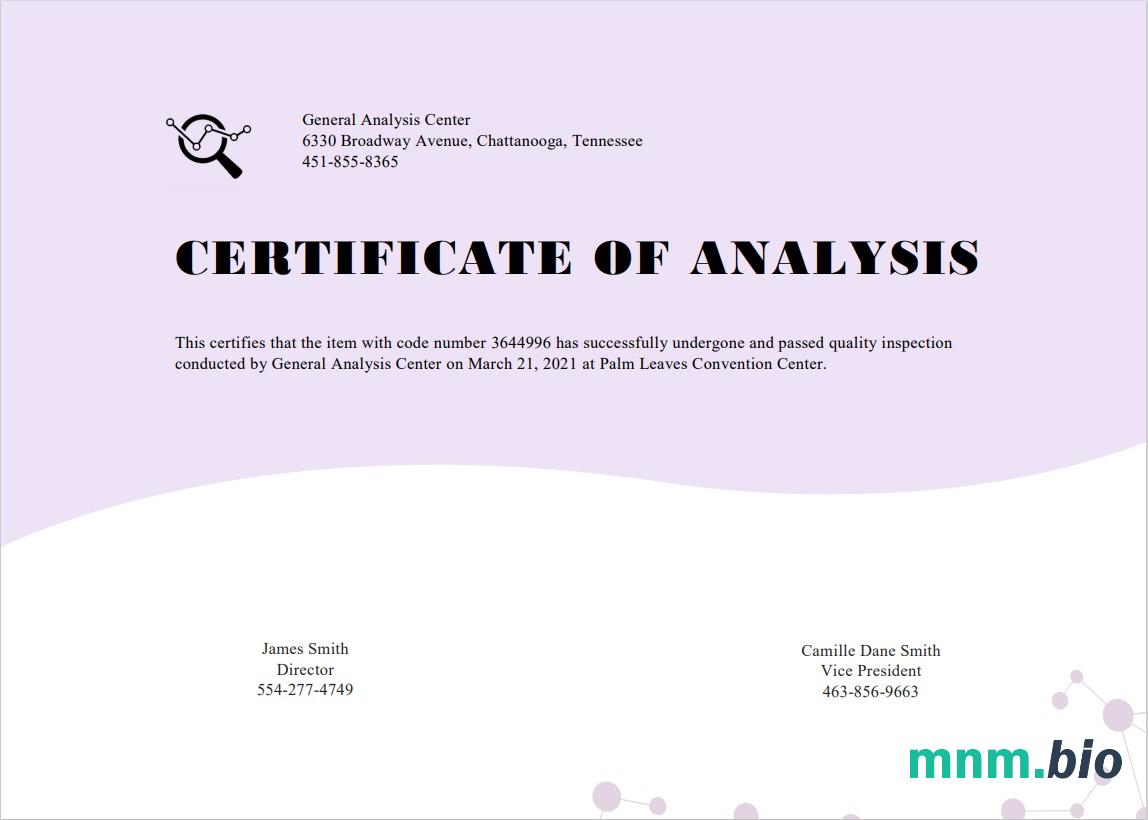 USA General Analysis cert